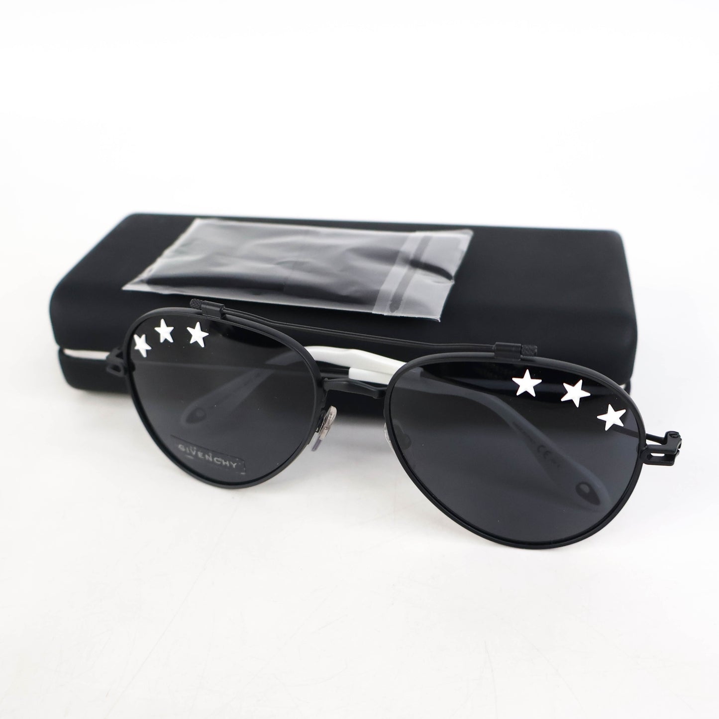 Givenchy White Satr Black Aviator Sunglasses