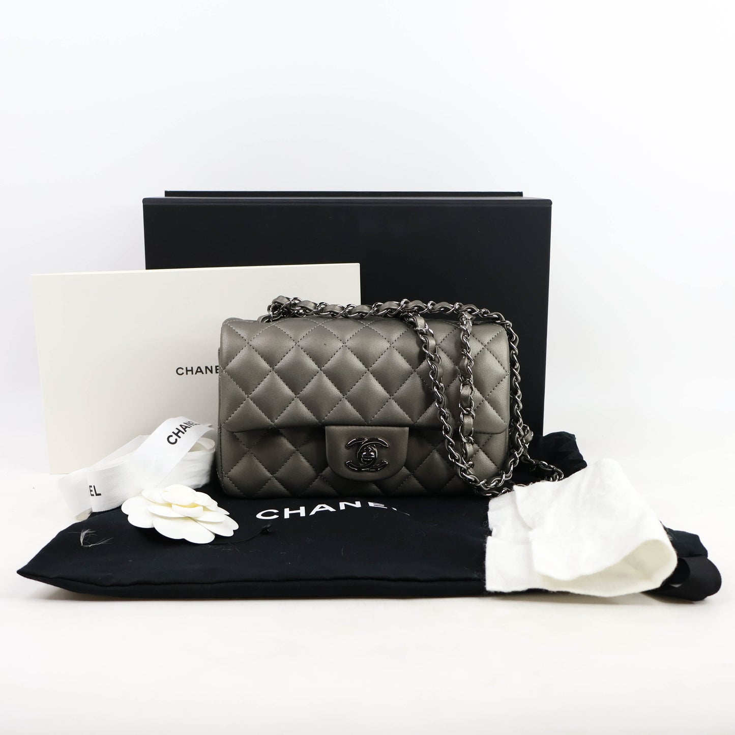 Chanel Classic 8" Grey Lamb