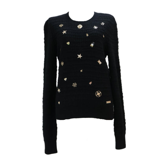 Chanel Sweater Black Charm Gold