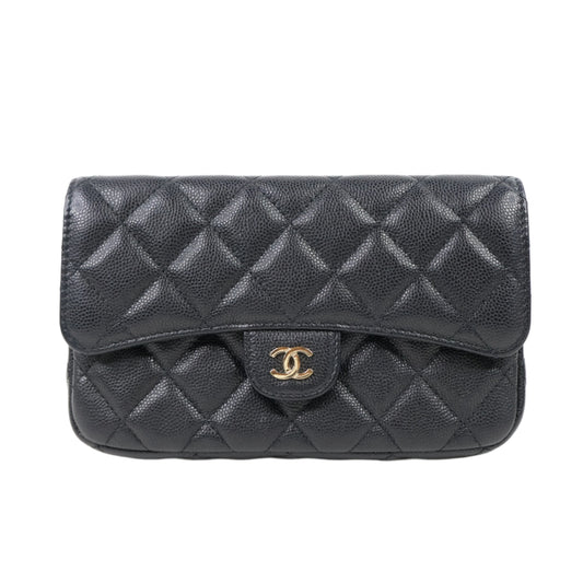 Chanel Flap Phone Holder With Chain Black LGHW