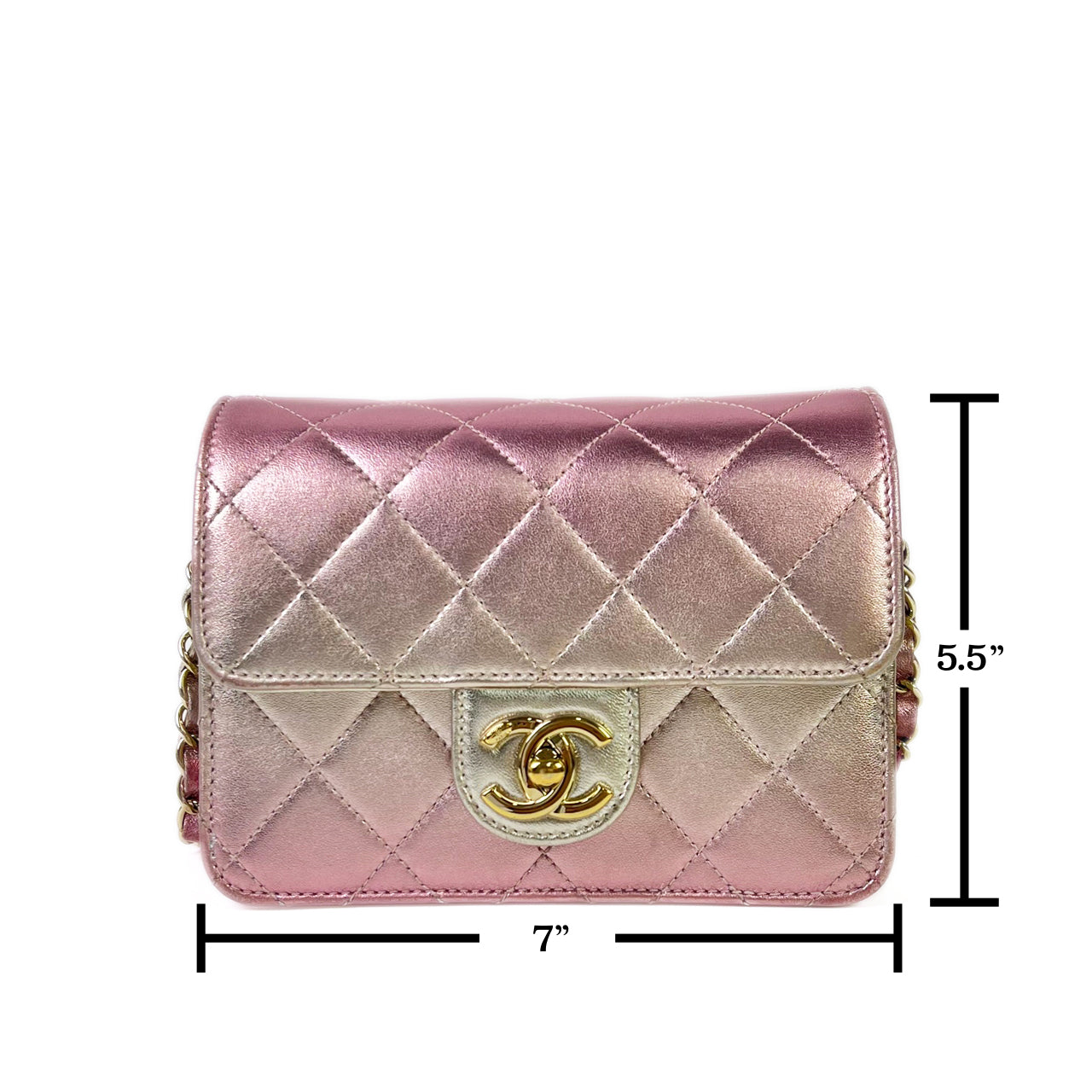 Chanel Flap bag 7" Metallic Pink Ombre Lambskin