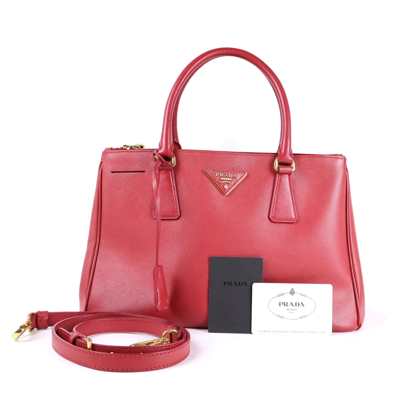 Prada Saffiano 30 Double Zip Tote Fuoco