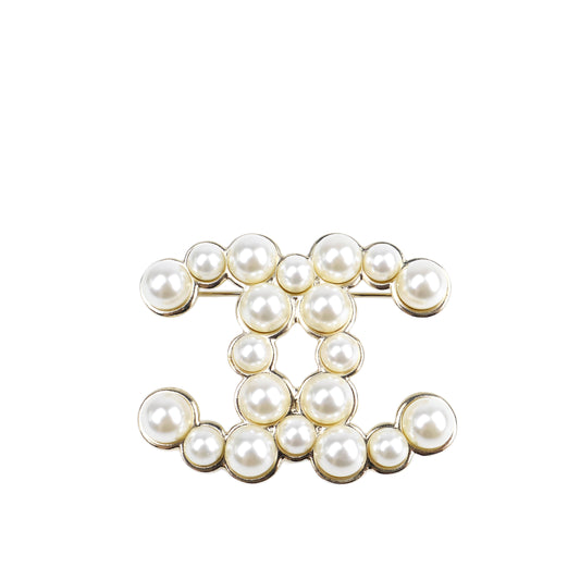 Chanel Pearl CC Brooch Gold