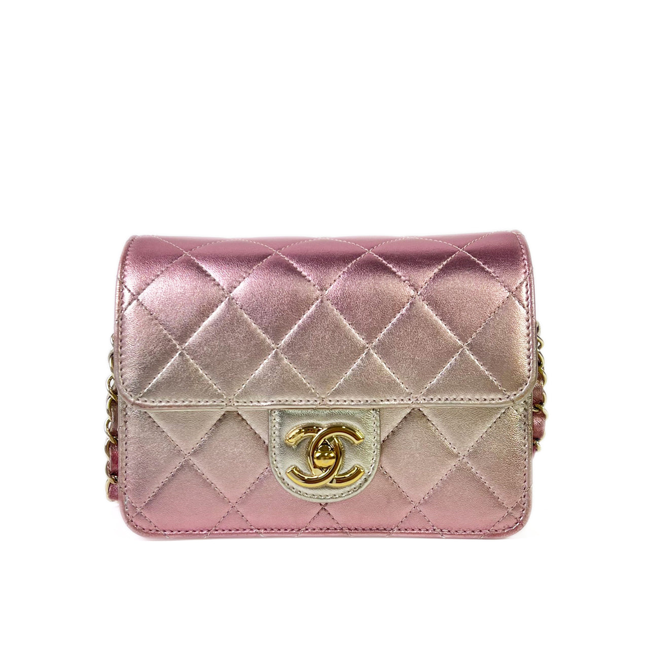 Chanel Flap bag 7" Metallic Pink Ombre Lambskin