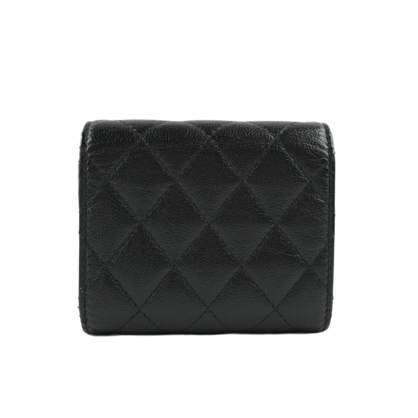 Chanel Compact Wallet Black SHW Caviar