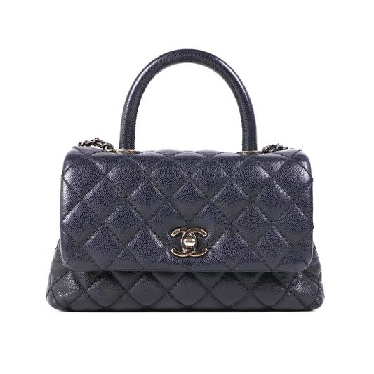 Chanel Caviar Coco Handle 9" Navy