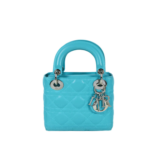 Christian Dior Lady Mini Turquoise Lamb