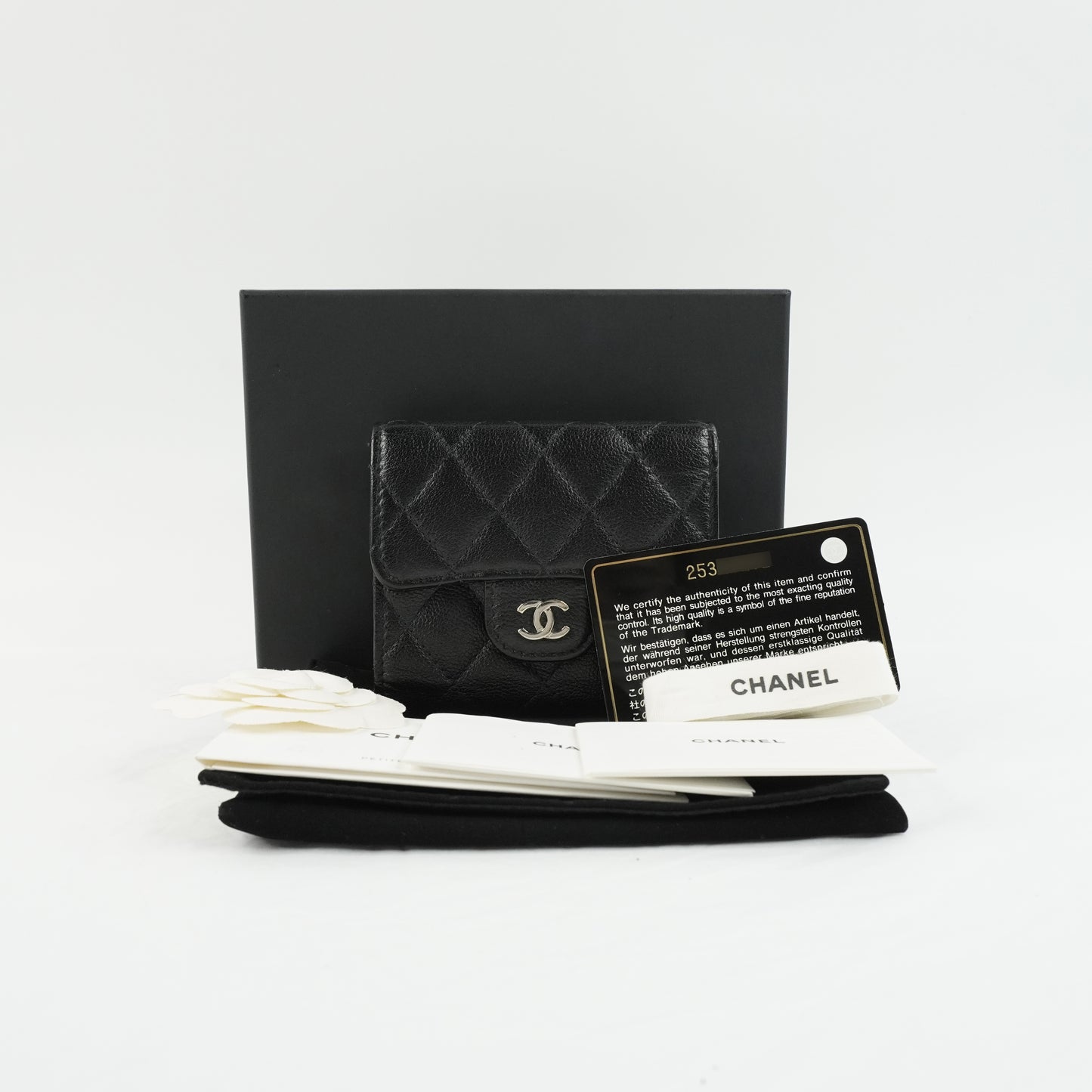 Chanel Compact Wallet Black SHW Caviar