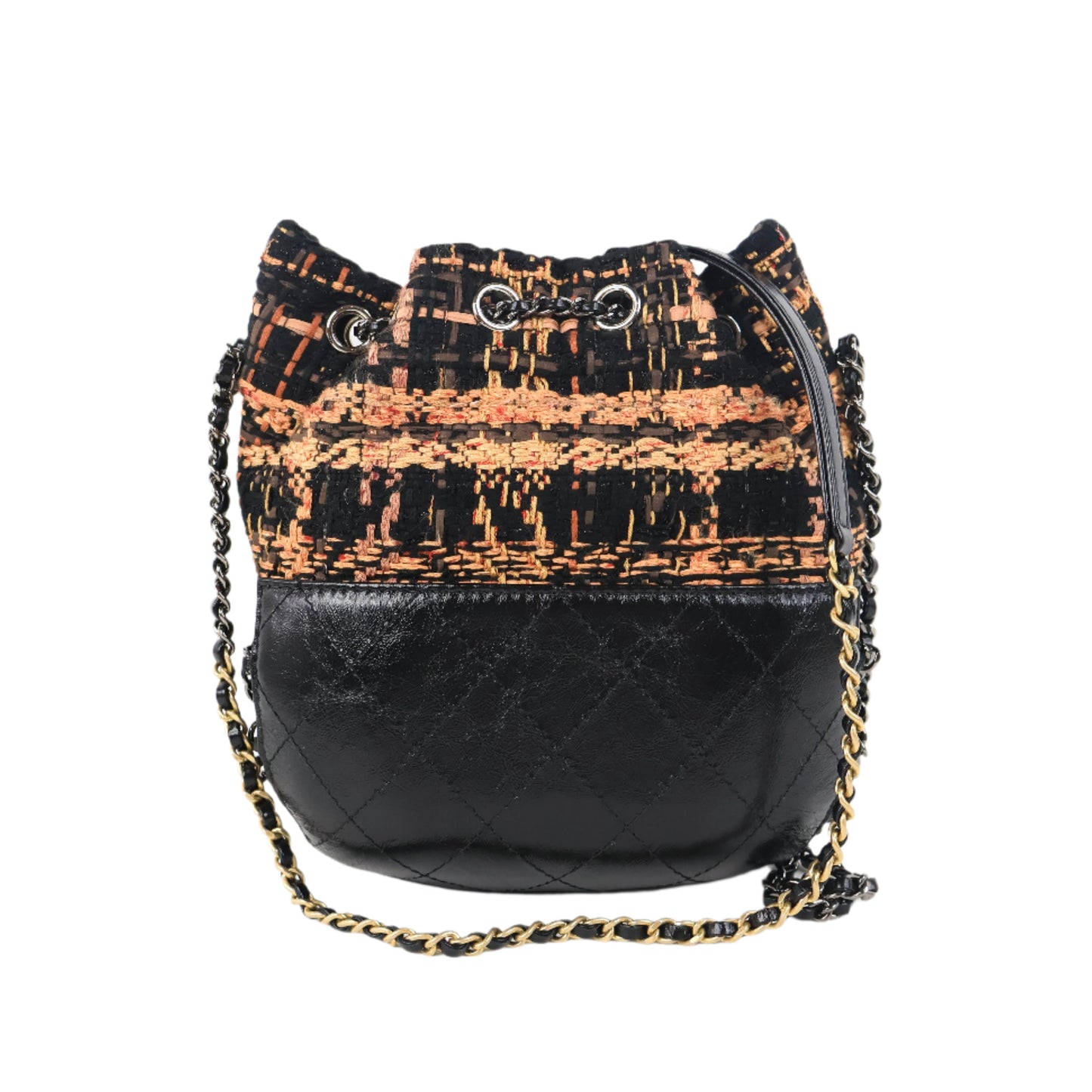 Chanel Gabrielle Bucket Tweed Orange Black