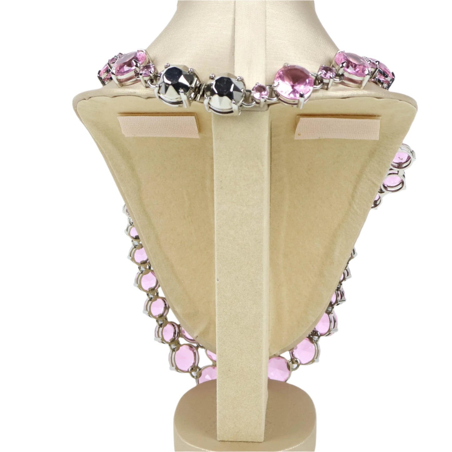 Prada Necklace Crystal Pink Rose Leather