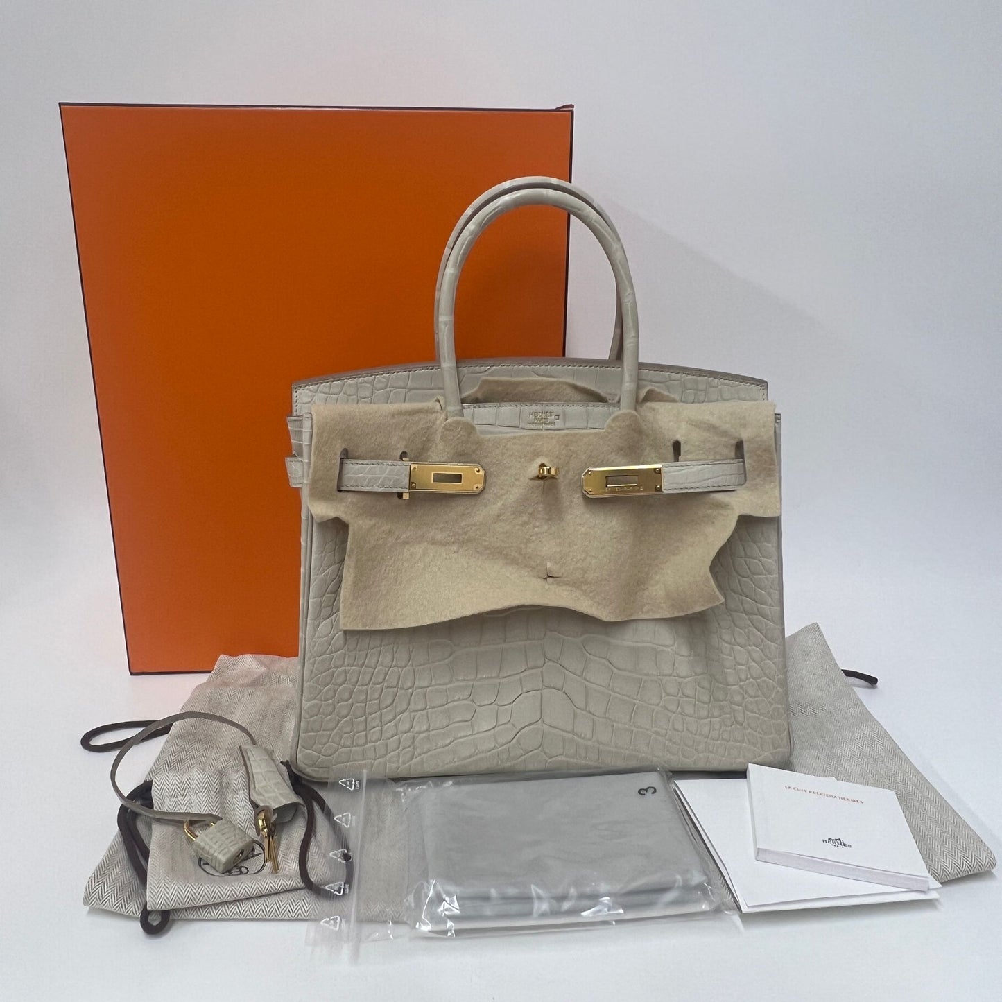 Hermes Birkin 30 Croc Beton GHW