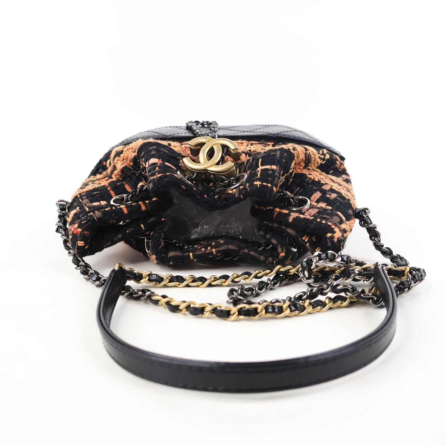 Chanel Gabrielle Bucket Tweed Orange Black