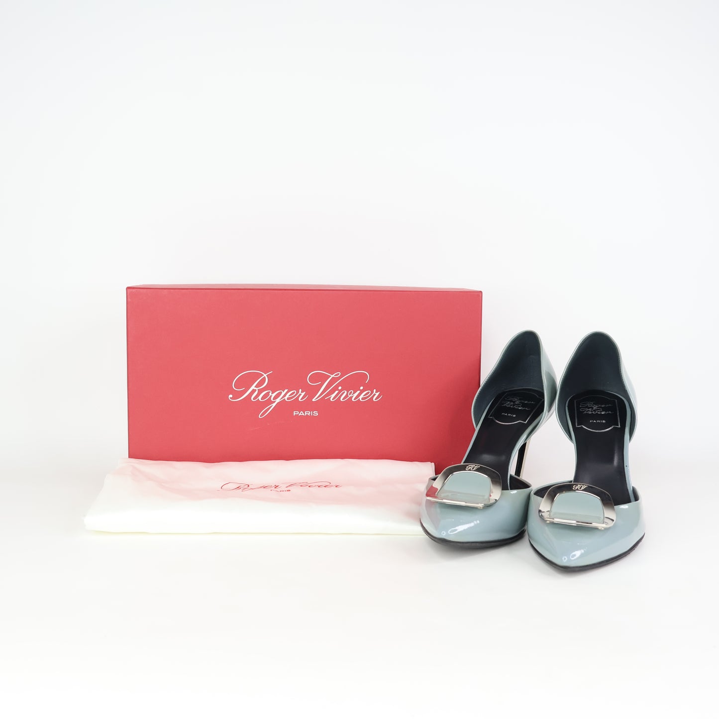 Roger Vivier Dorsay Sexy Choc Chips Heels Patent Grey