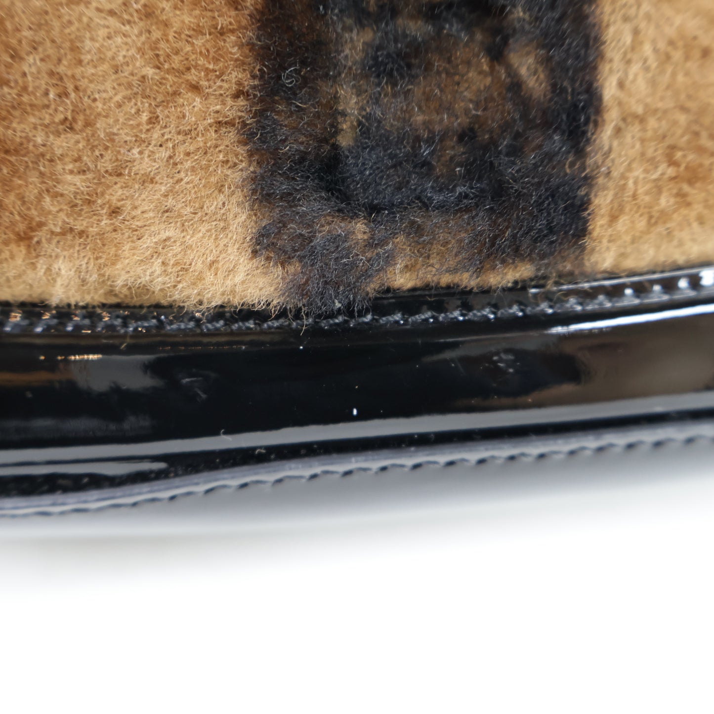 Fendi Patent Black/Brown Fur Mini Baguette