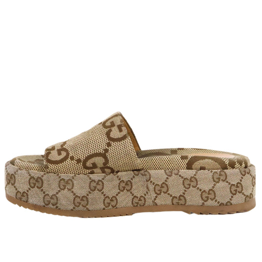 Gucci Sandals Wedge GG Canvas