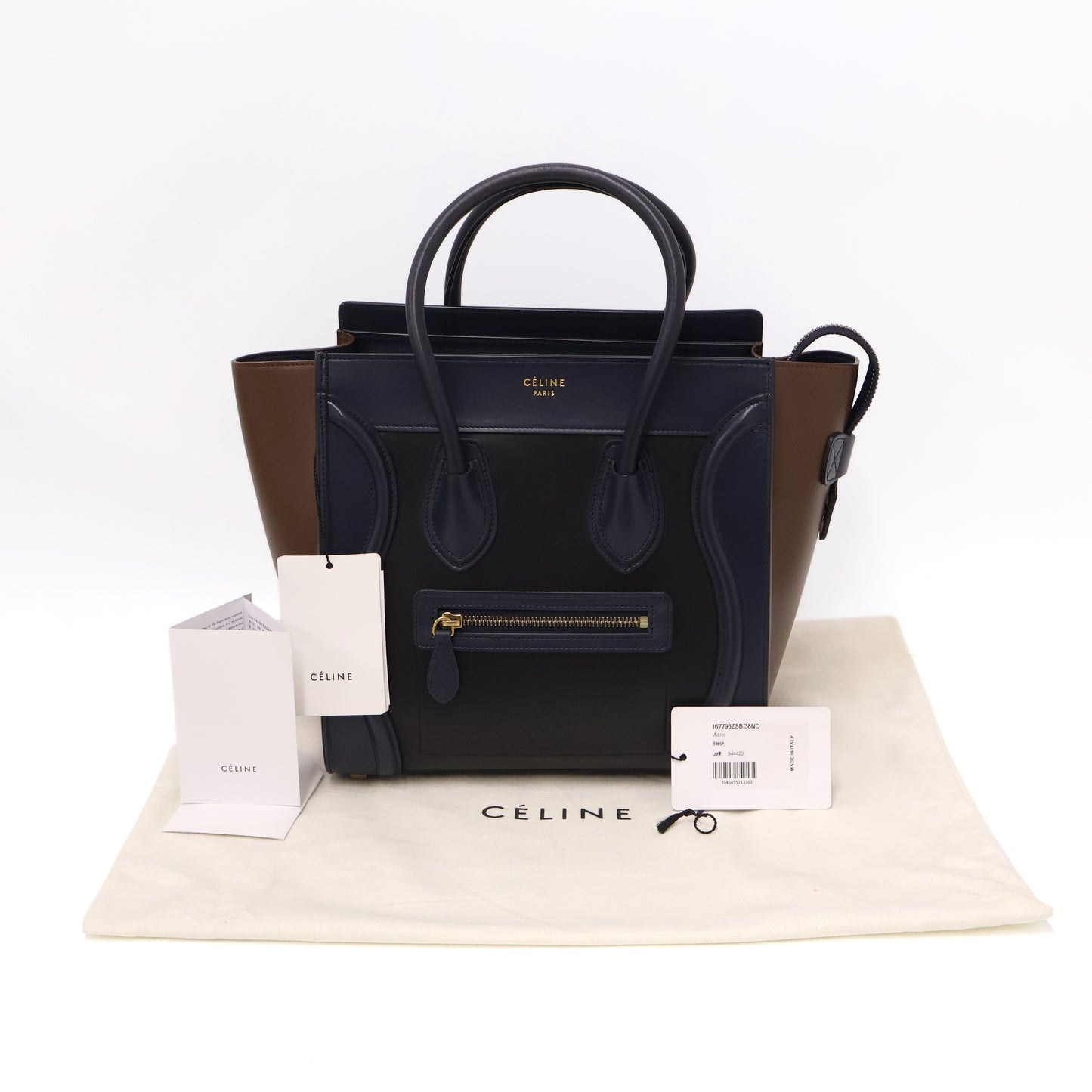 Celine Luggage Micro Tri Color Black Navy Brown