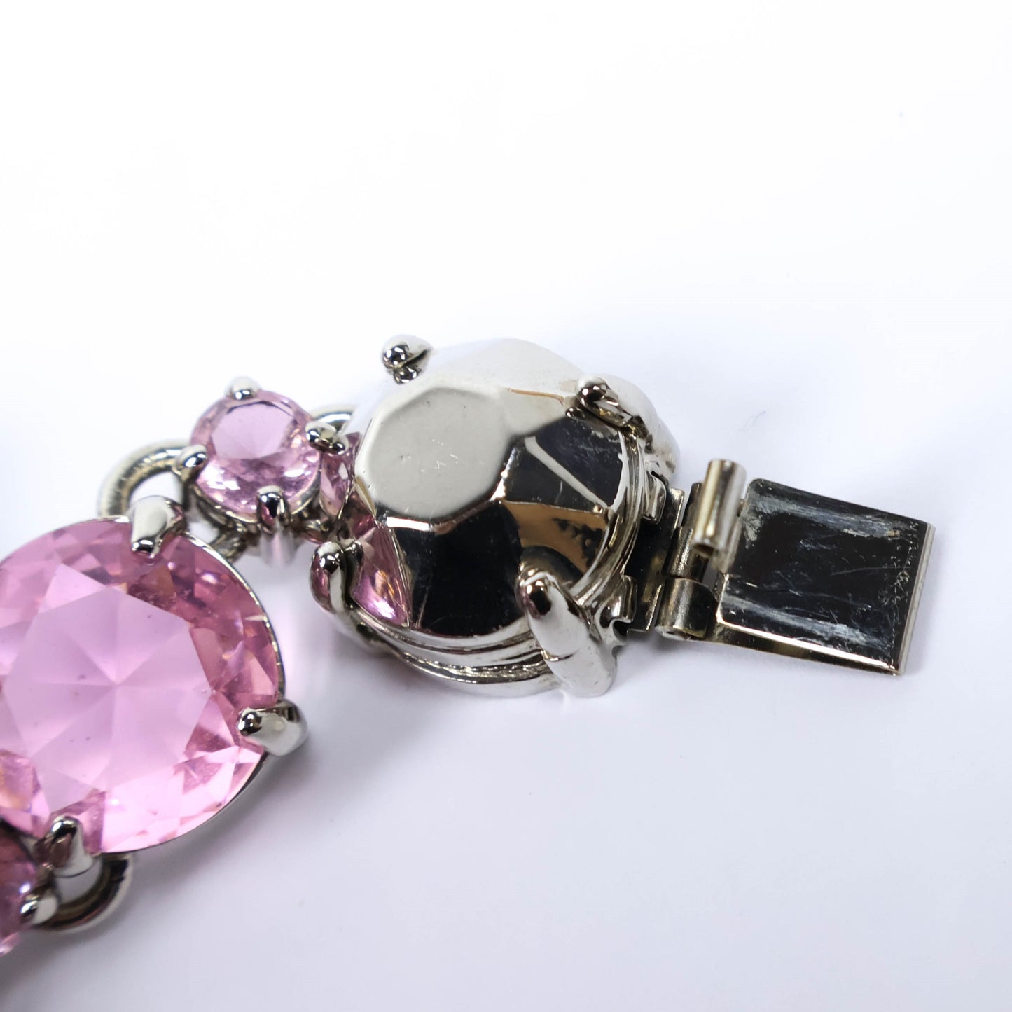 Prada Necklace Crystal Pink Rose Leather