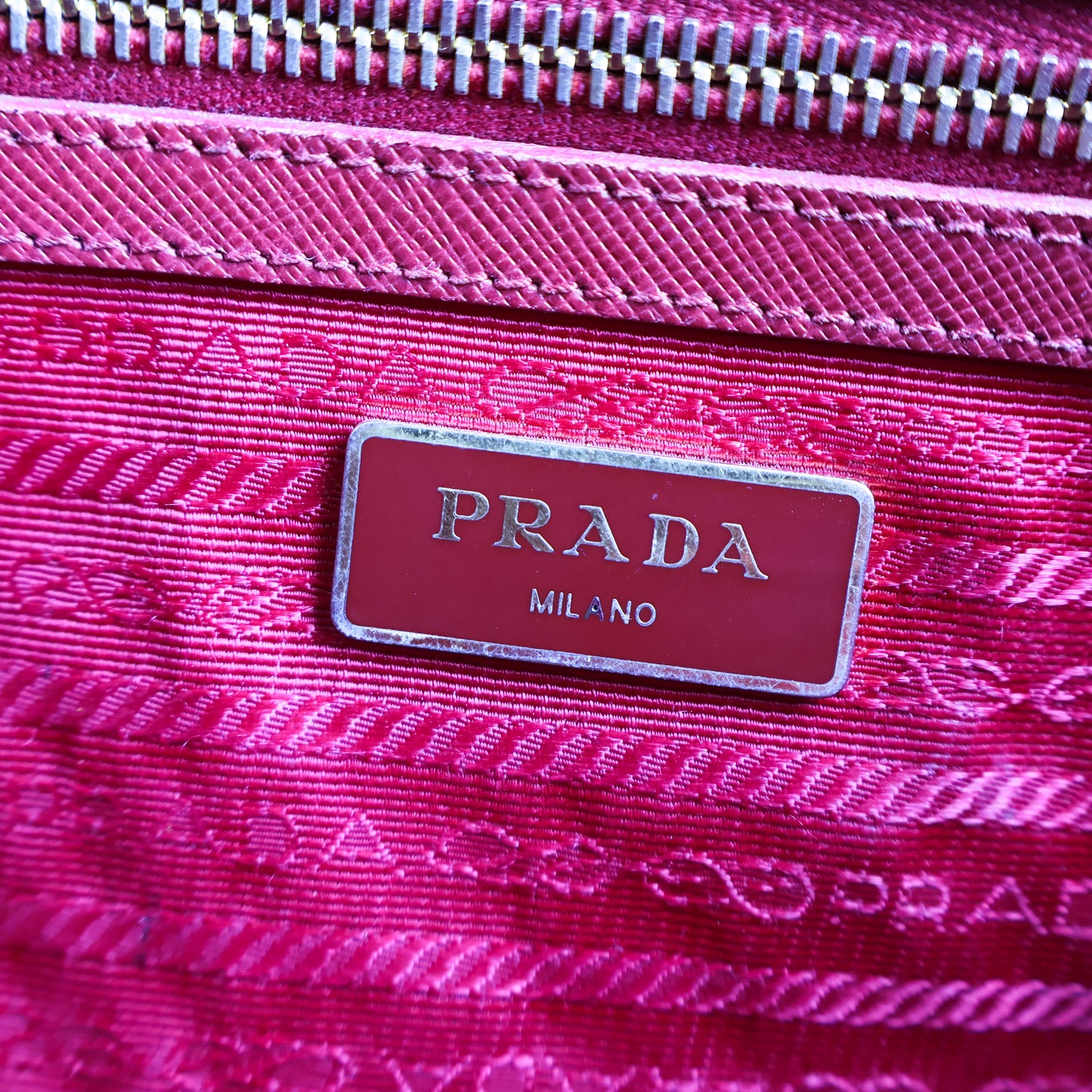 Prada Saffiano 30 Double Zip Tote Fuoco