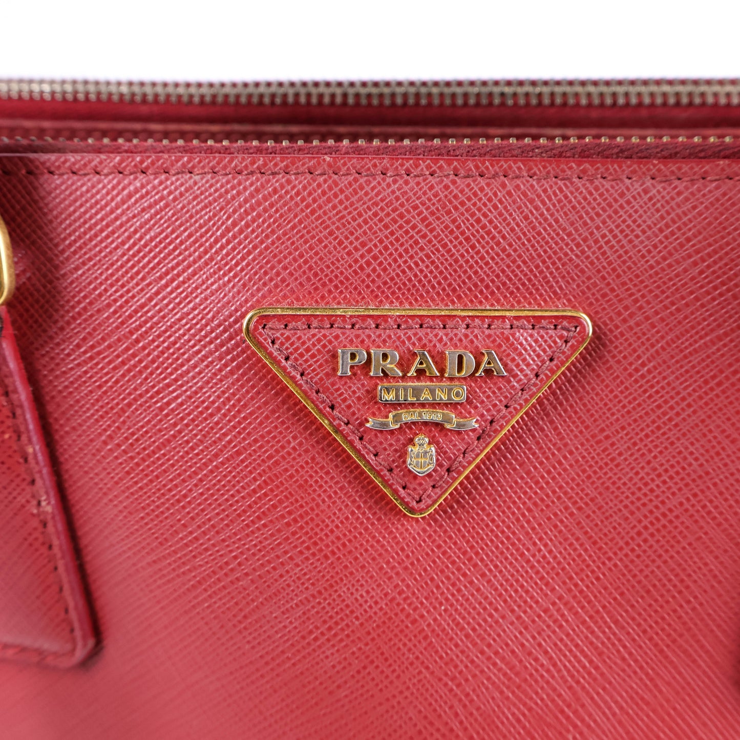 Prada Saffiano 30 Double Zip Tote Fuoco