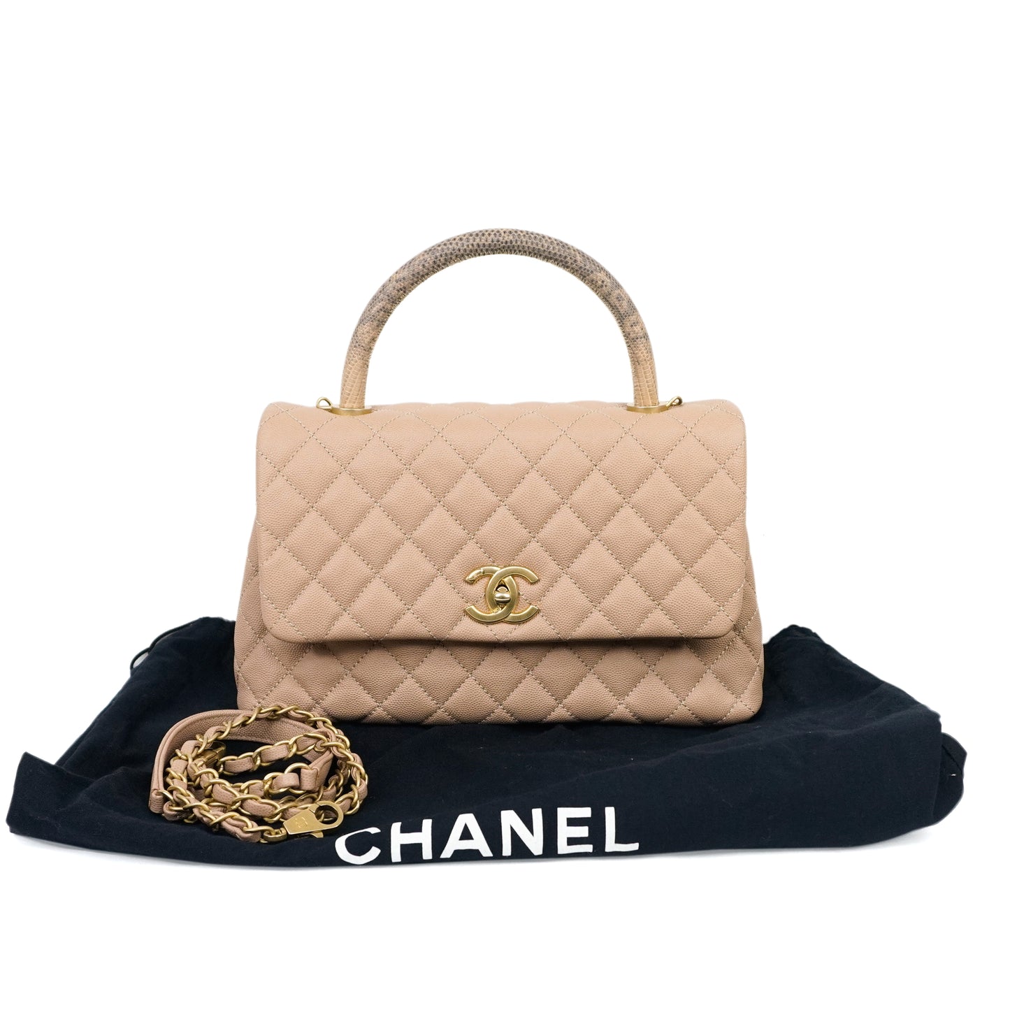 Chanel Coco Handle 11" Beige GHW Caviar