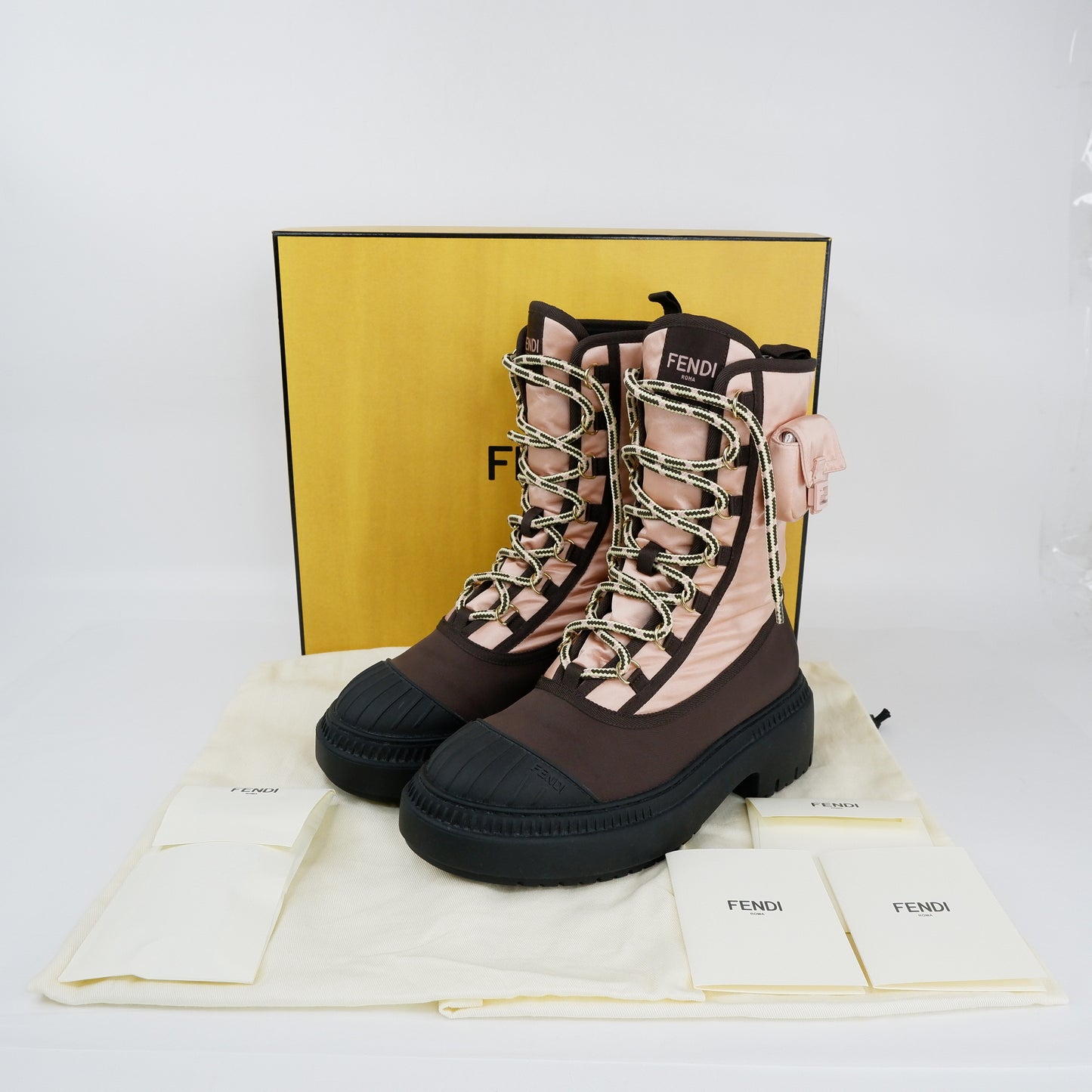 Fendi Boots Baby Pink Brown 38