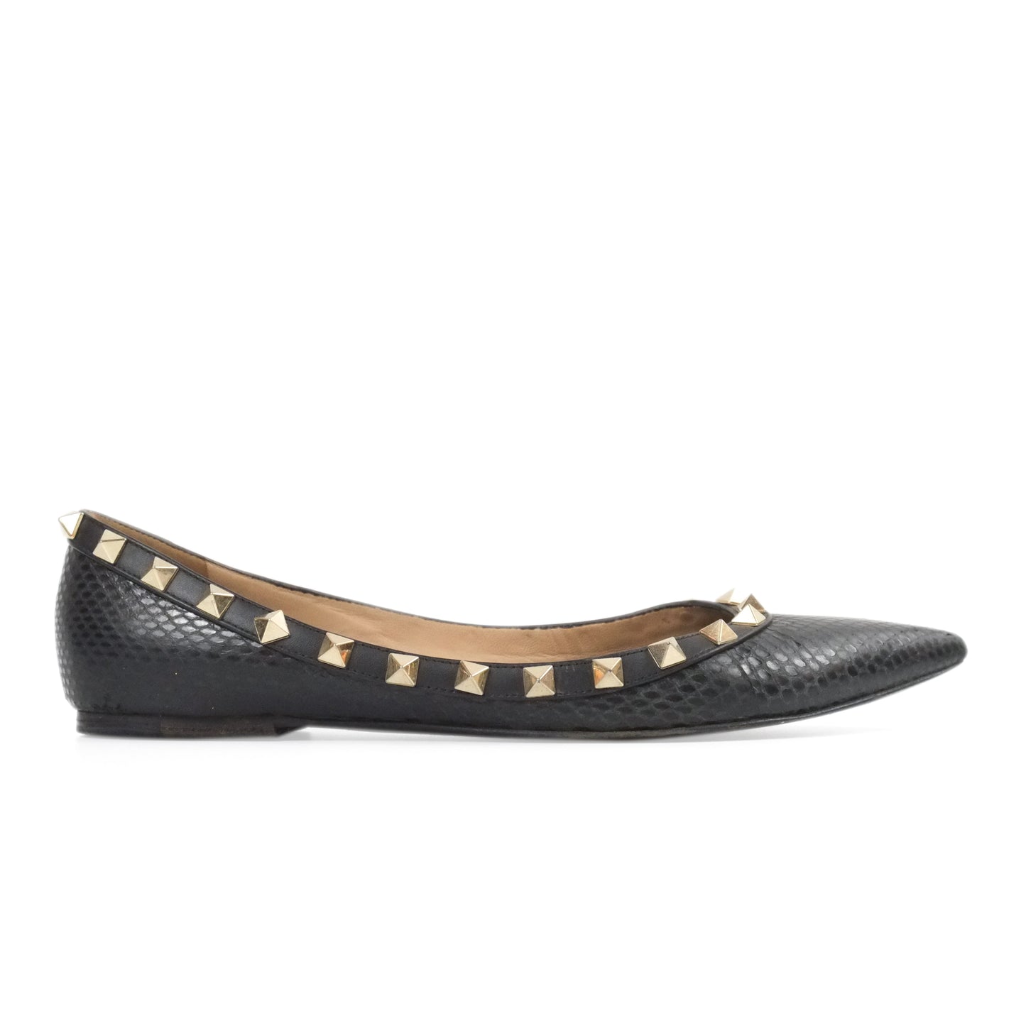 Valentino Flats Python Black