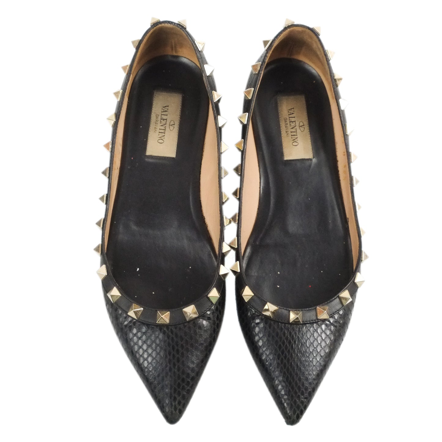 Valentino Flats Python Black