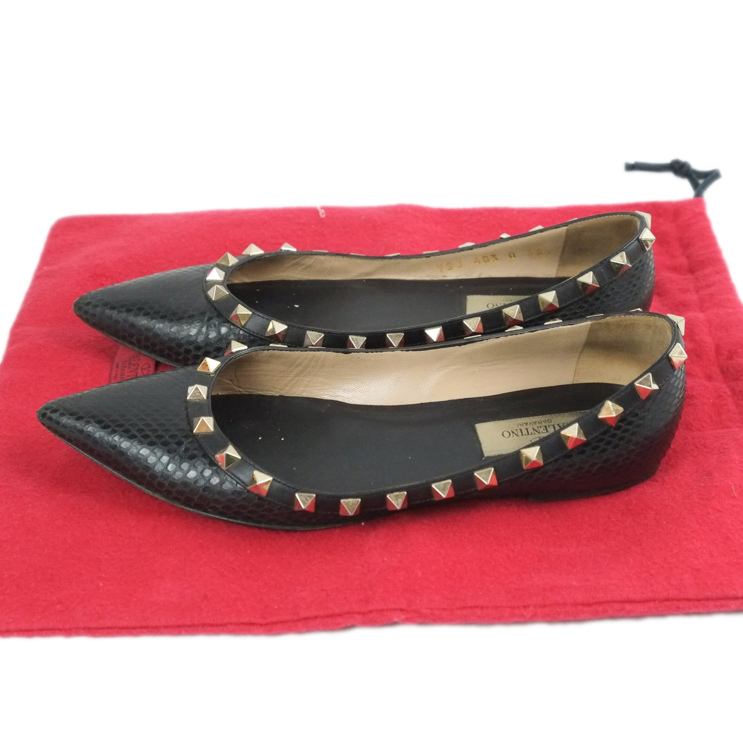 Valentino Flats Python Black