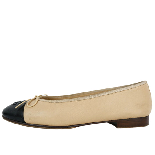 Chanel Ballerina Flats Beige Black