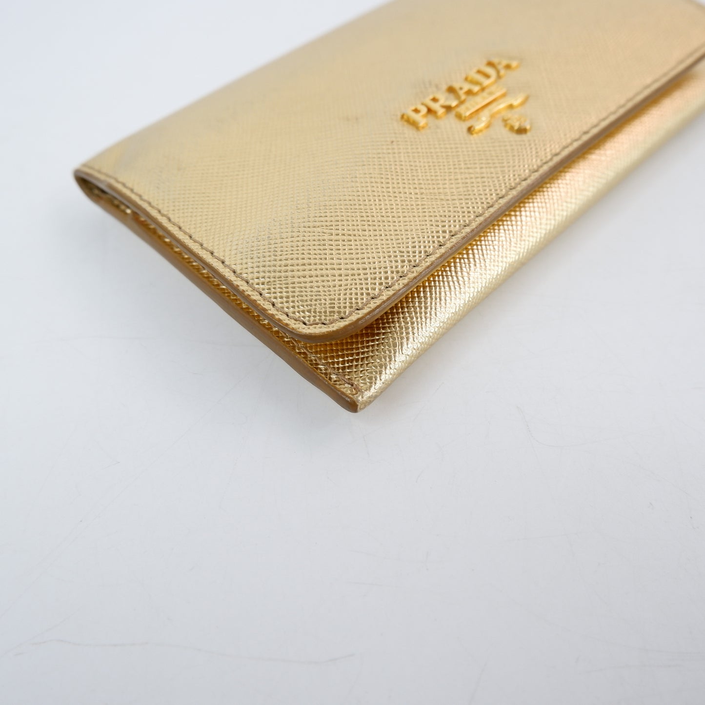 Prada Card Holder Saffiano Gold