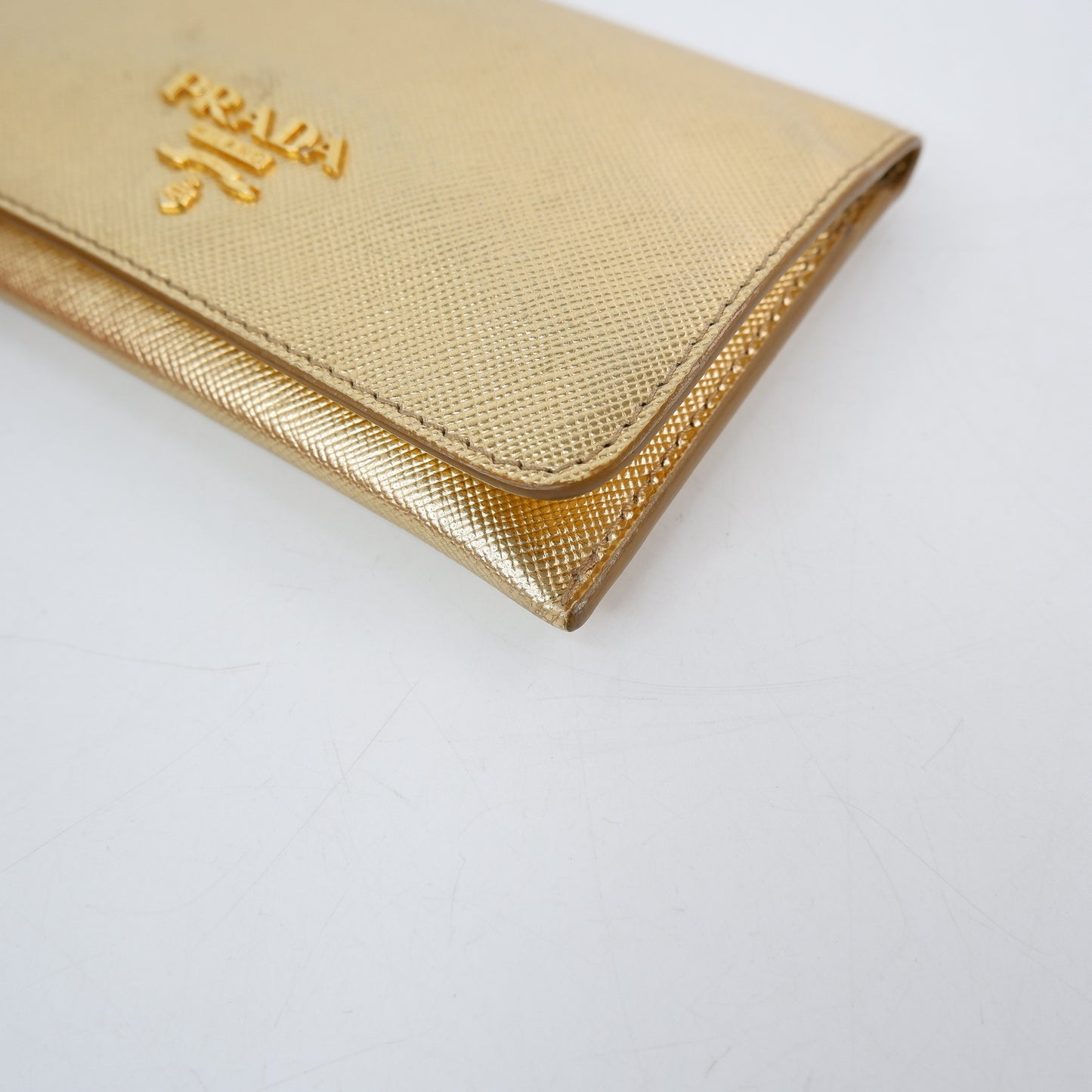 Prada Card Holder Saffiano Gold