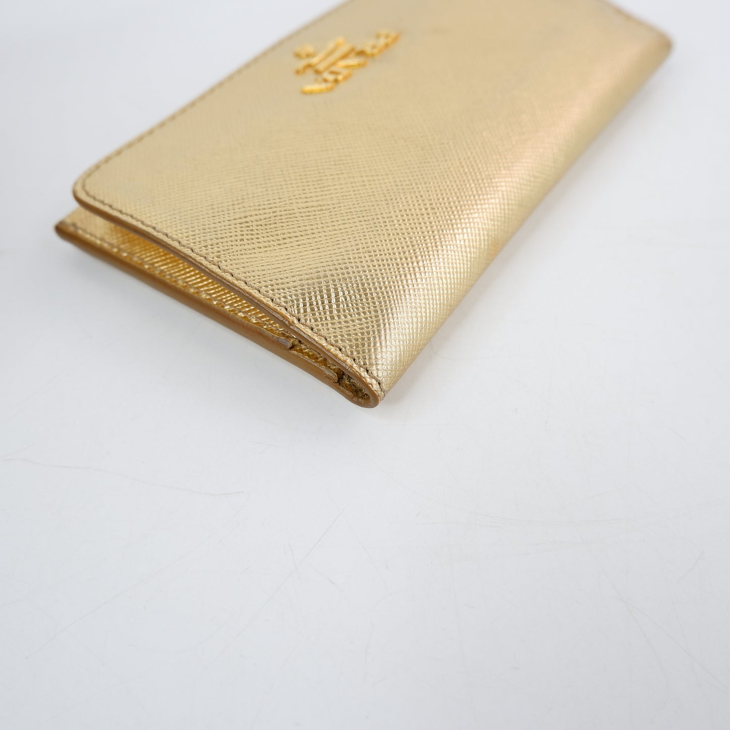 Prada Card Holder Saffiano Gold