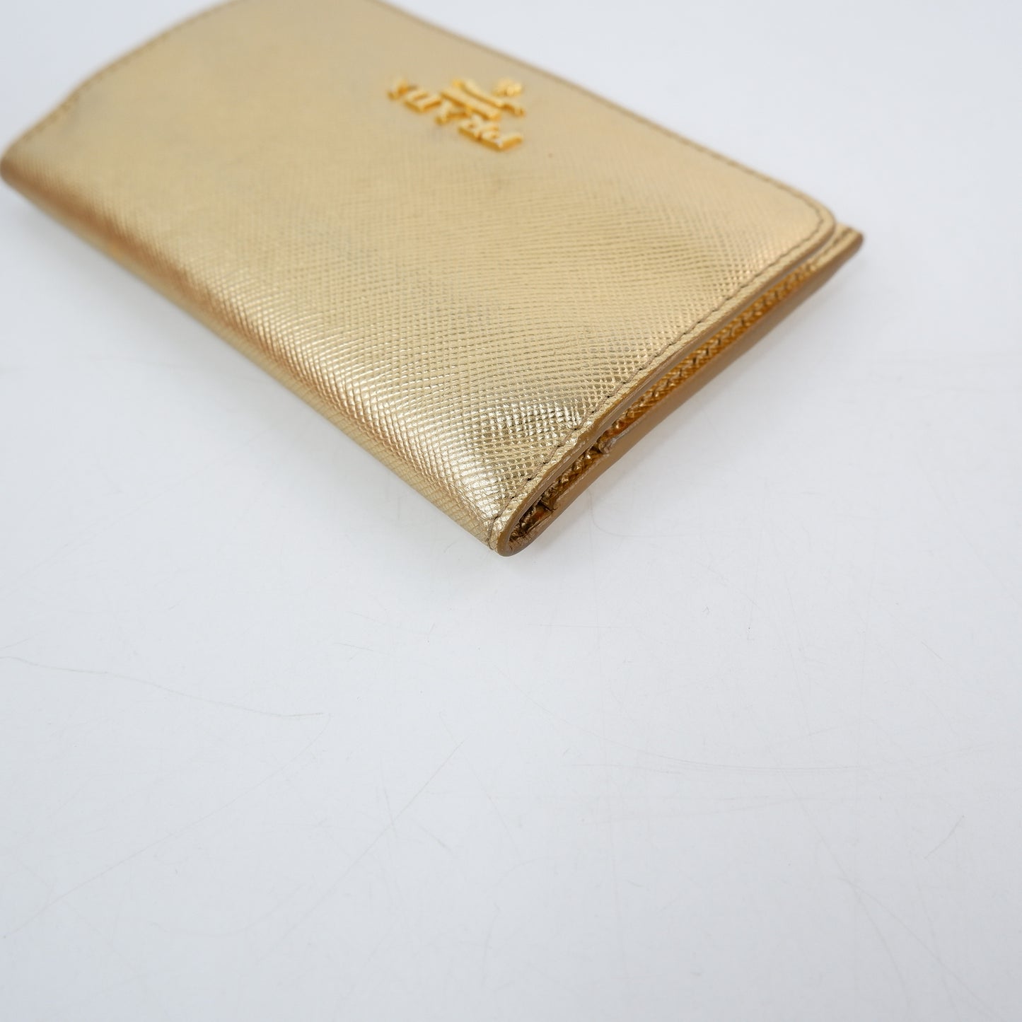 Prada Card Holder Saffiano Gold