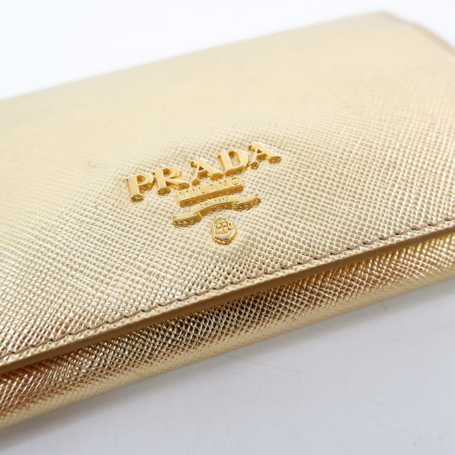 Prada Card Holder Saffiano Gold