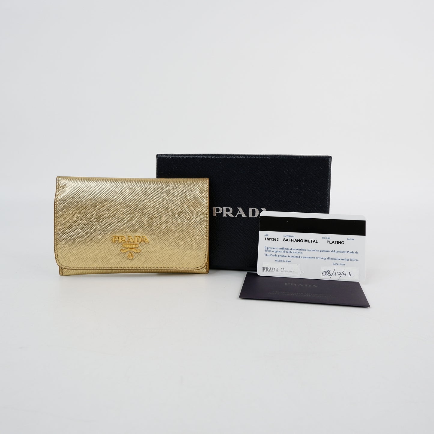 Prada Card Holder Saffiano Gold