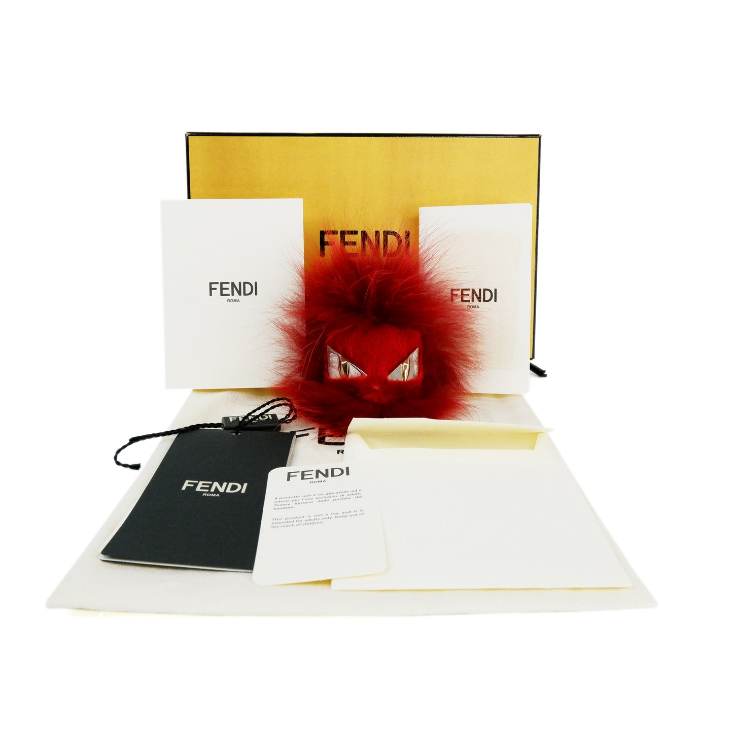 Fendi Monster Fur Red Charm Keyring