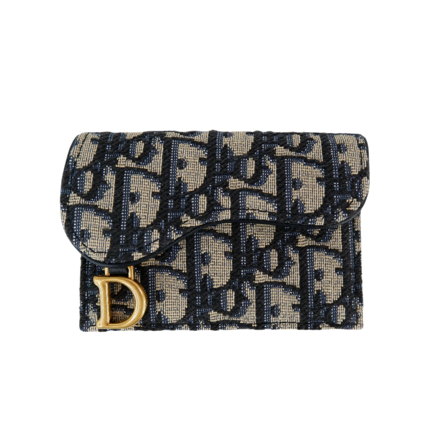 Christian Dior Saddle Card Holder Oblique Navy