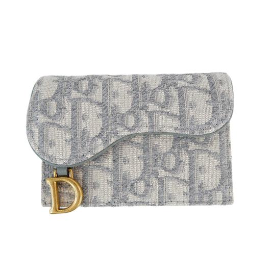 Christian Dior Saddle Card Holder Oblique Grey