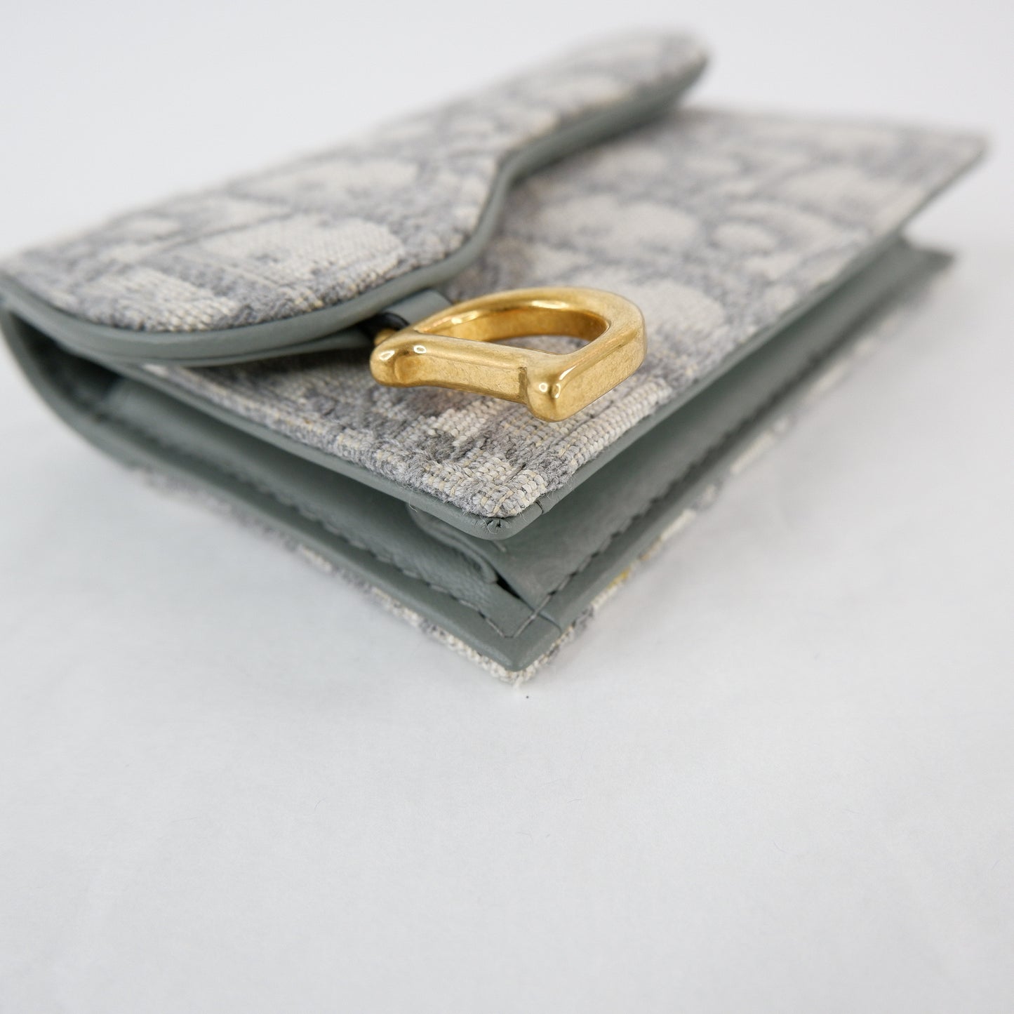 Christian Dior Saddle Card Holder Oblique Grey