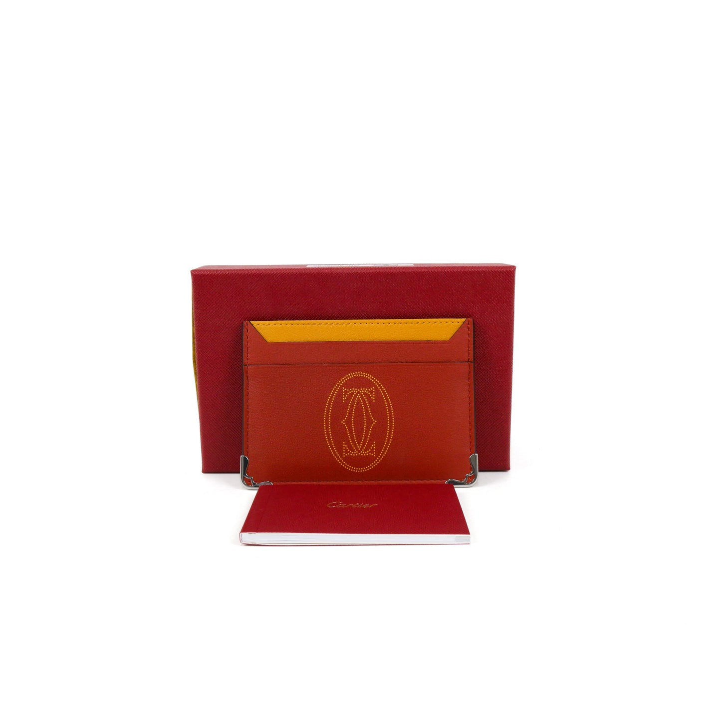 Cartier Card Holder Double Must Dot Brown Yellow