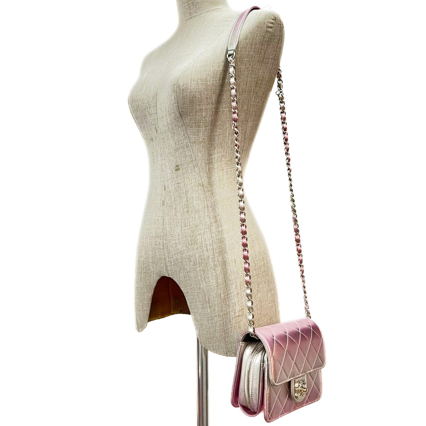 Chanel Flap bag 7" Metallic Pink Ombre Lambskin