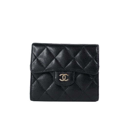 Chanel Short Wallet Tri Fold Black Caviar