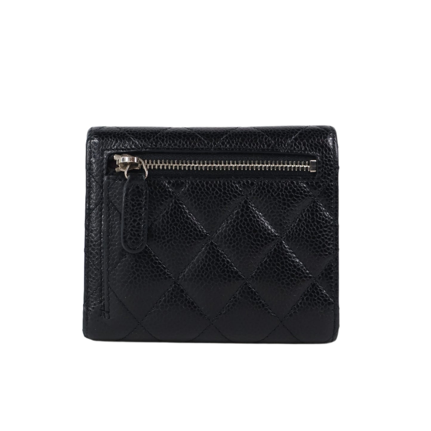 Chanel Short Wallet Tri Fold Black Caviar