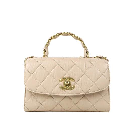 Chanel Flap Top Handle Beige