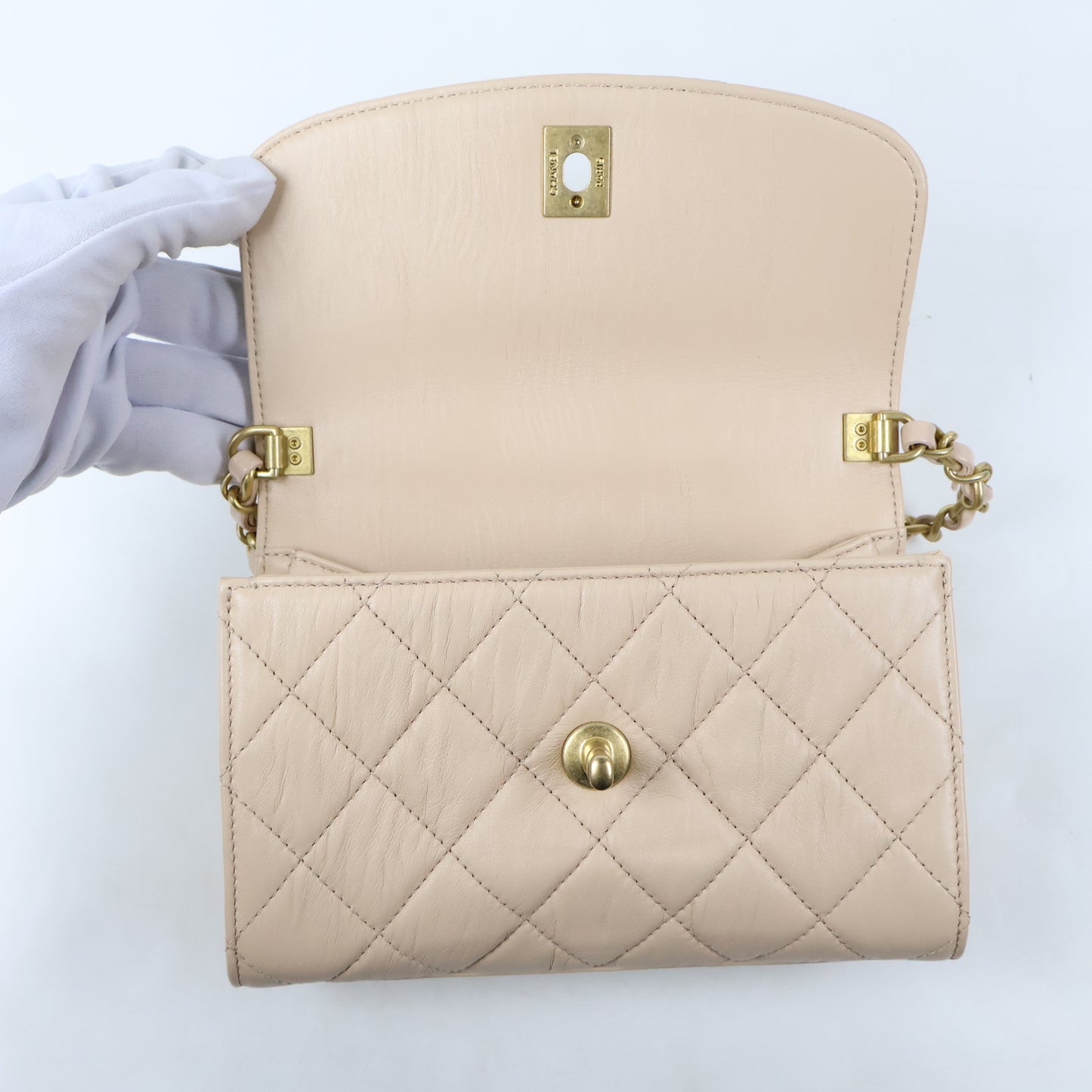 Chanel Flap Top Handle Beige