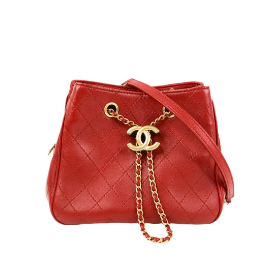 Chanel Drawstring Red Charm GHW