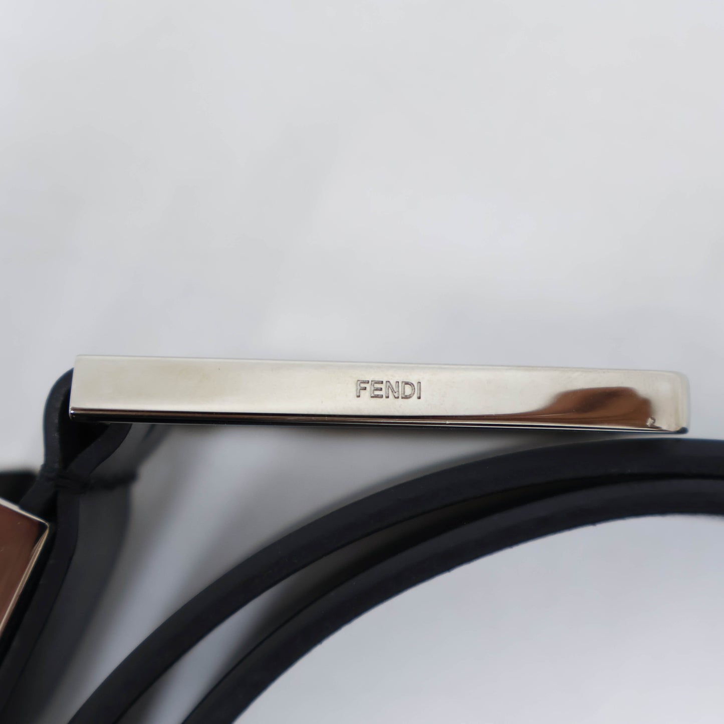 Fendi Belt Leather Black Monster Face Buckle