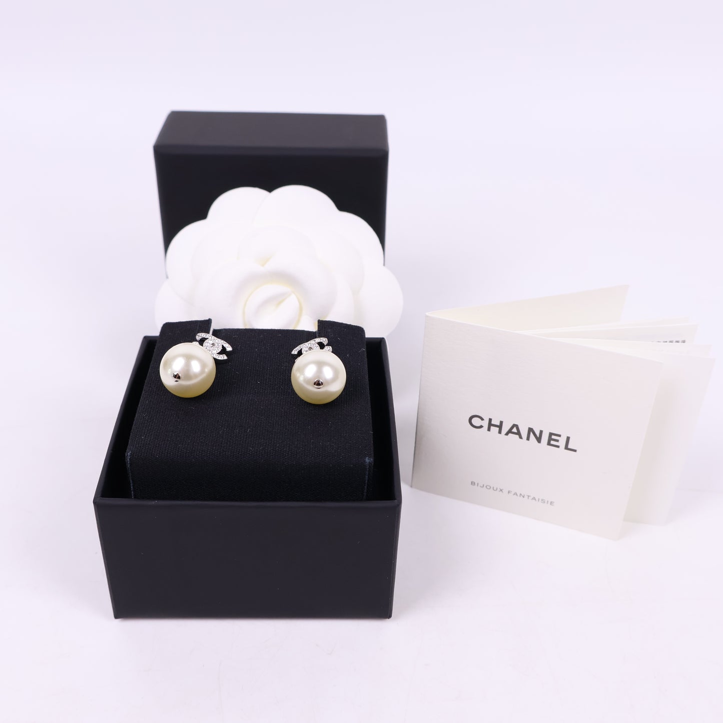 Chanel Earrings CC Crystal Drop Pearl