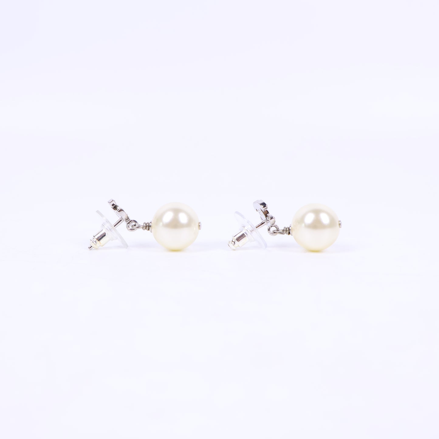 Chanel Earrings CC Crystal Drop Pearl