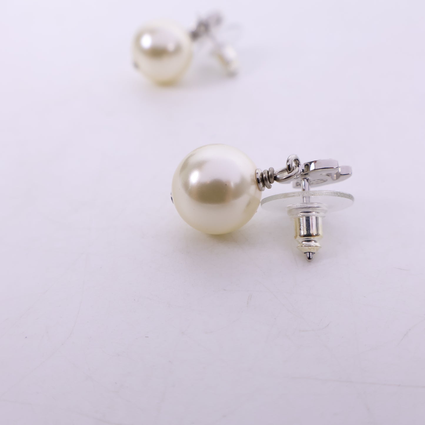 Chanel Earrings CC Crystal Drop Pearl